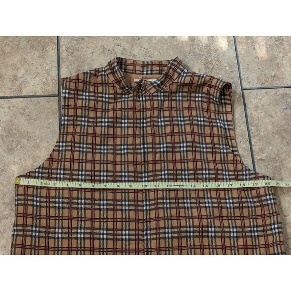 Natural Elements Nova Check Plaid 100% Silk Quilted Full Zip Vest Size 10 - Picture 7 of 8